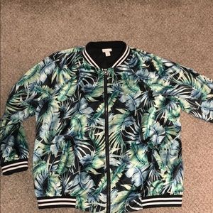 Palm tree design bomber jacket